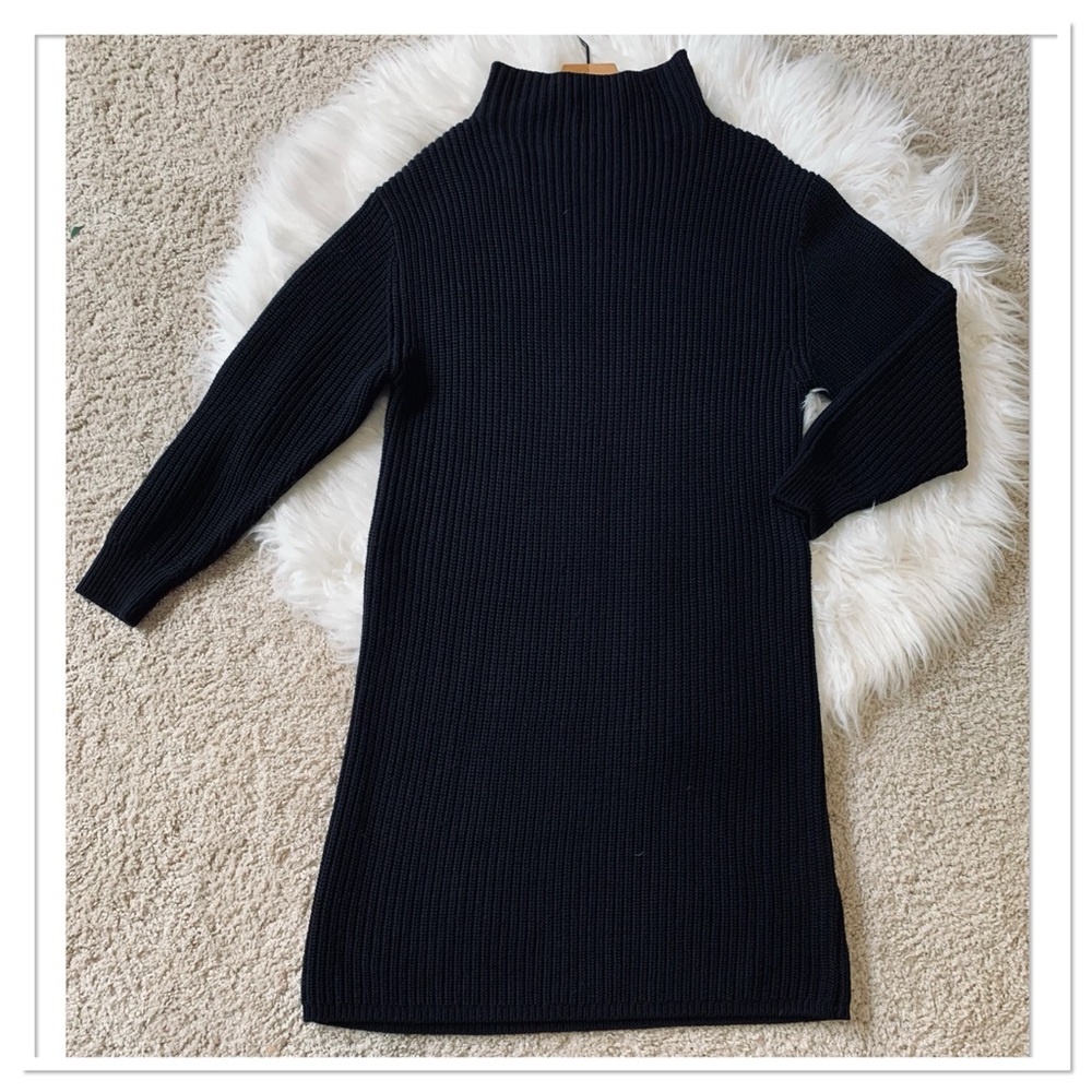 Aritzia Wilfred Montpellier Sweater Dress Wool Knit Mock Neck Black Size Medium